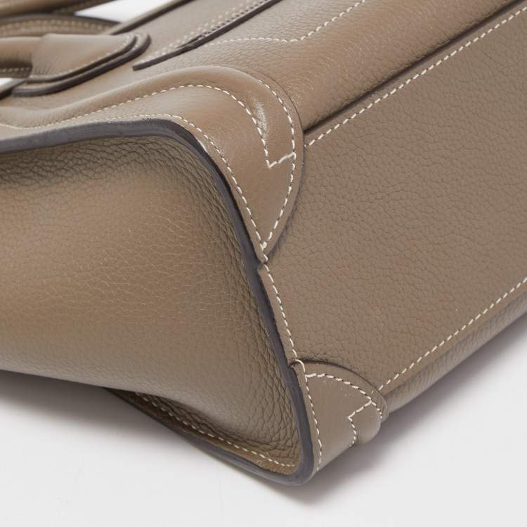 Pre Owned Celine Grey Leather Nano Luggage Tote