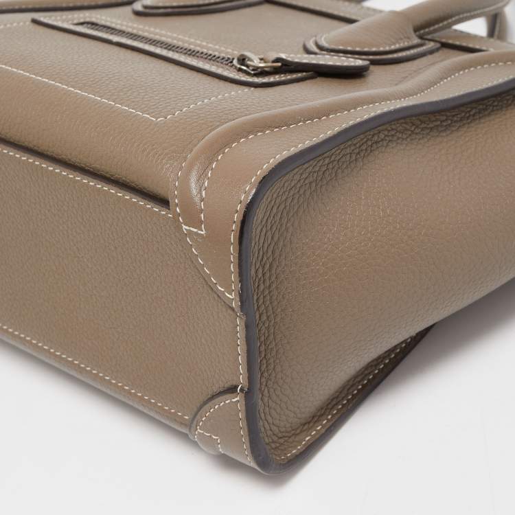 Pre Owned Celine Grey Leather Nano Luggage Tote