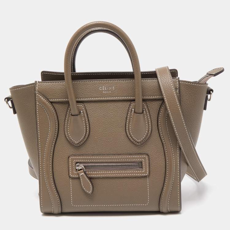 Pre Owned Celine Grey Leather Nano Luggage Tote