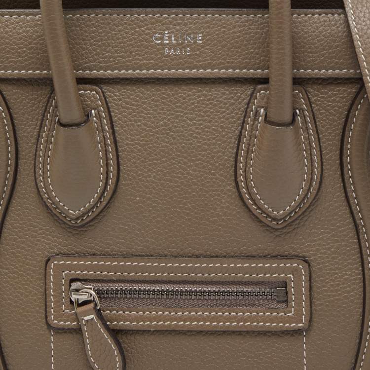 Pre Owned Celine Grey Leather Nano Luggage Tote