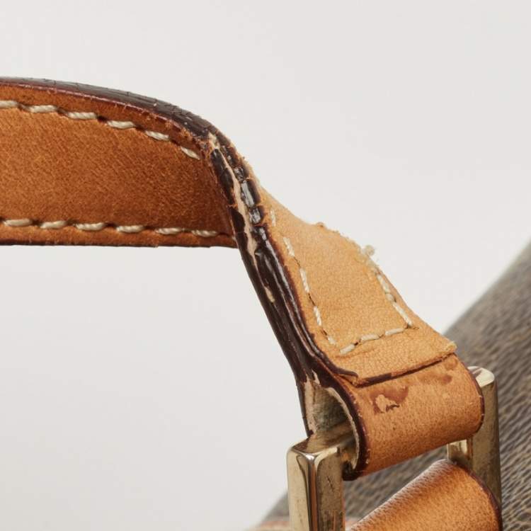 Pre Owned Celine Brown Macadam Coated Canvas and Leather Boston Bag