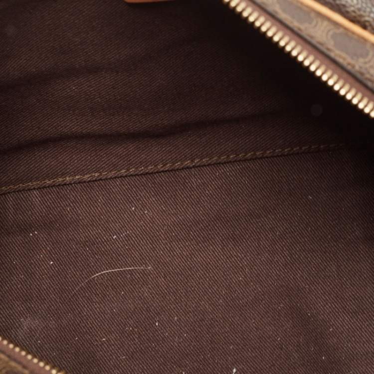 Pre Owned Celine Brown Macadam Coated Canvas and Leather Boston Bag