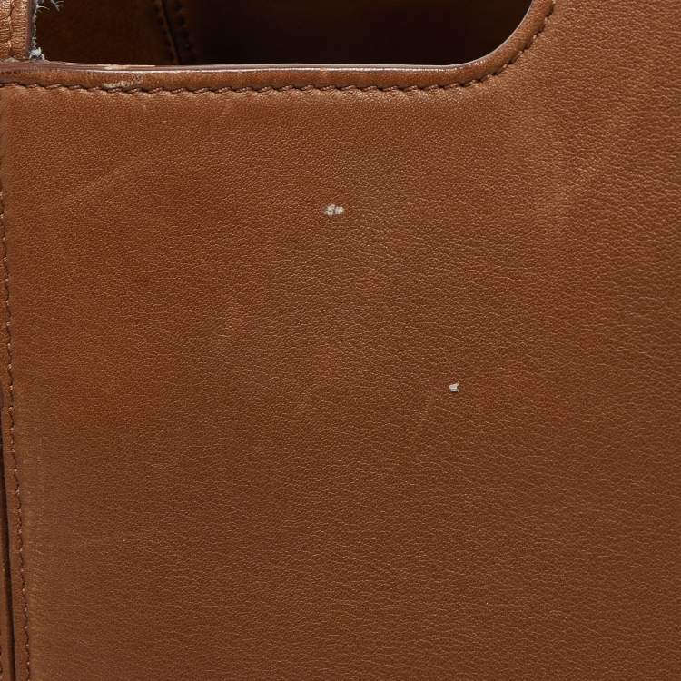 Pre Owned Celine Brown Leather Medium Tri-Fold Tote
