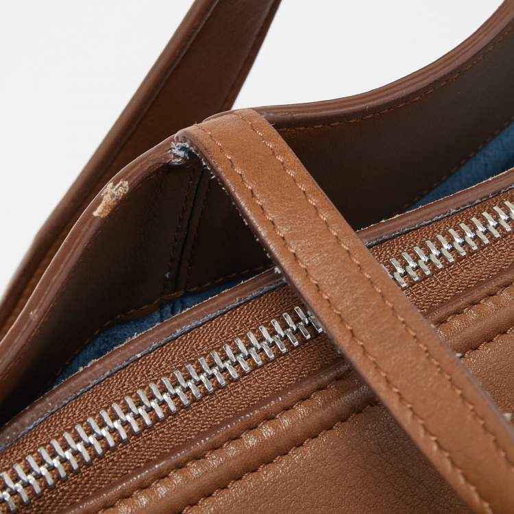 Pre Owned Celine Brown Leather Medium Tri-Fold Tote