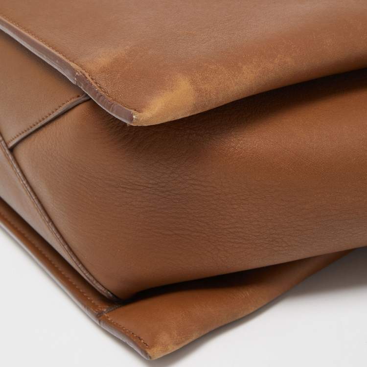 Pre Owned Celine Brown Leather Medium Tri-Fold Tote