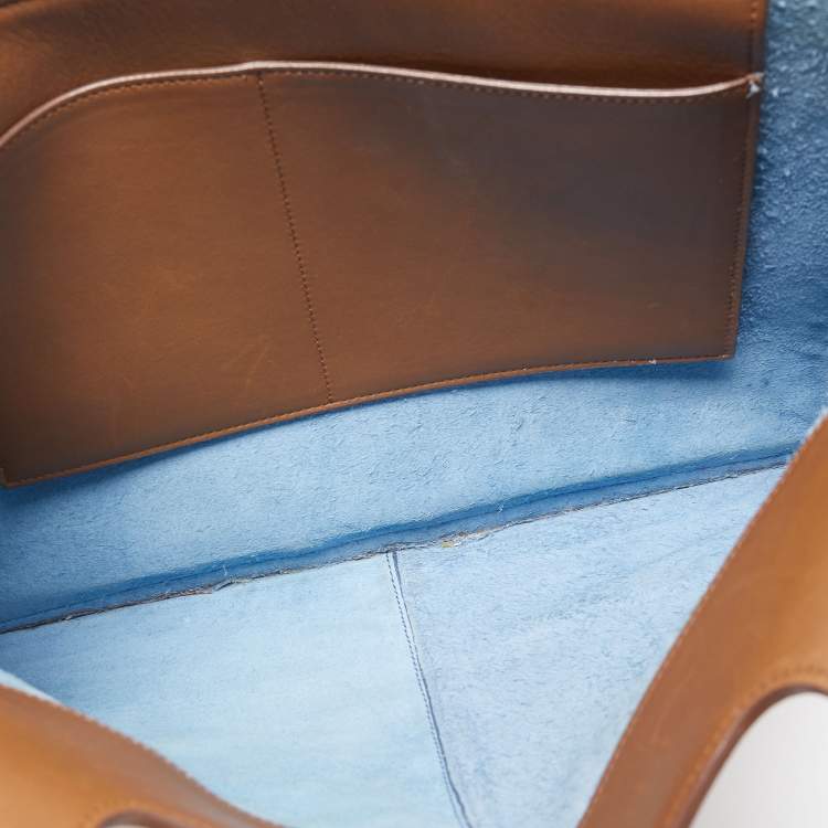 Pre Owned Celine Brown Leather Medium Tri-Fold Tote