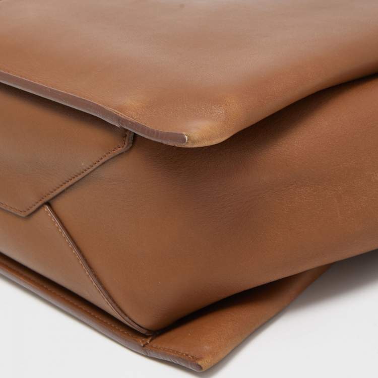 Pre Owned Celine Brown Leather Medium Tri-Fold Tote