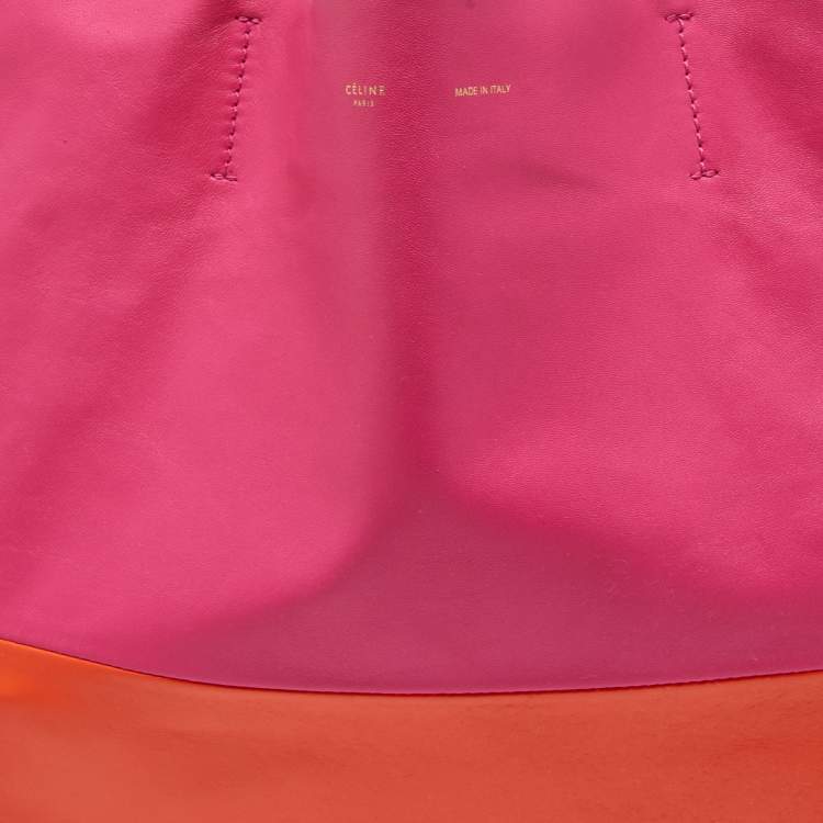Pre Owned Celine Magenta/Orange Leather Horizontal Cabas Tote