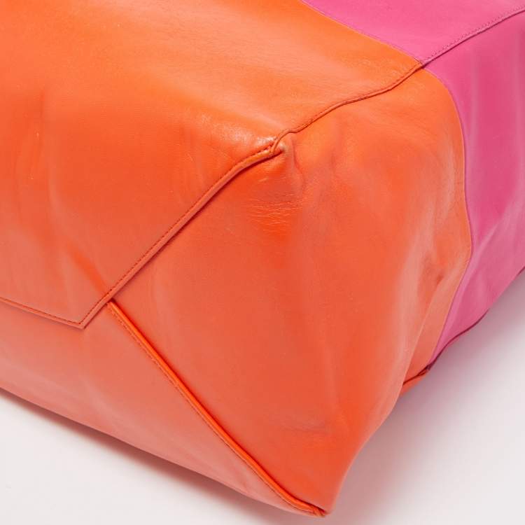 Pre Owned Celine Magenta/Orange Leather Horizontal Cabas Tote