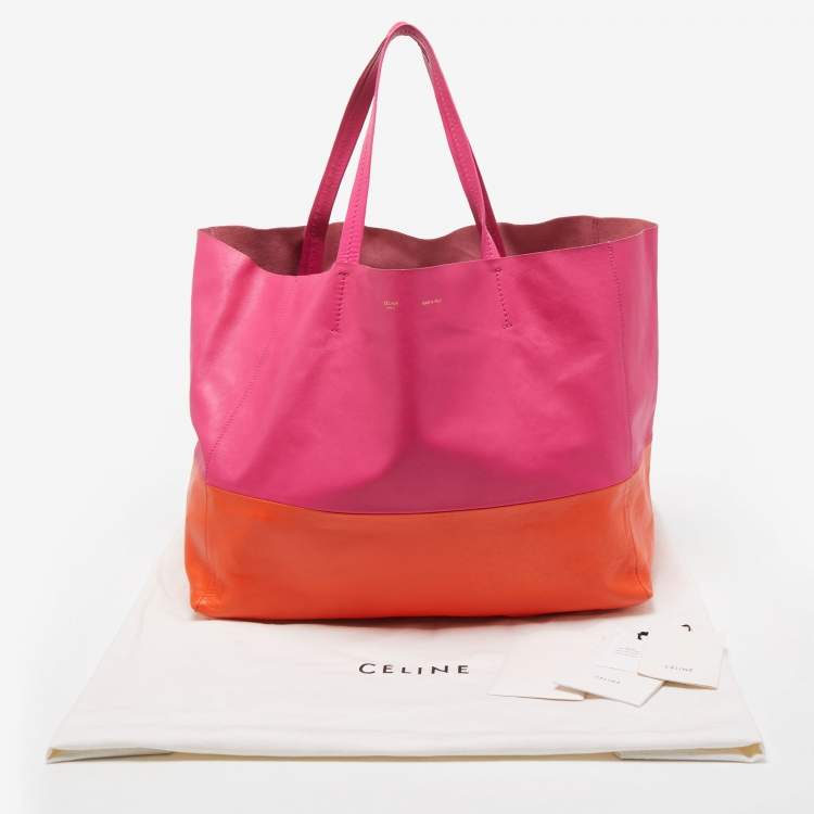 Pre Owned Celine Magenta/Orange Leather Horizontal Cabas Tote