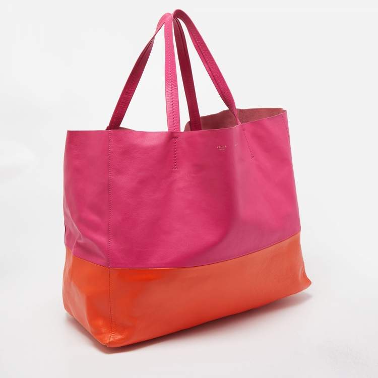 Pre Owned Celine Magenta/Orange Leather Horizontal Cabas Tote