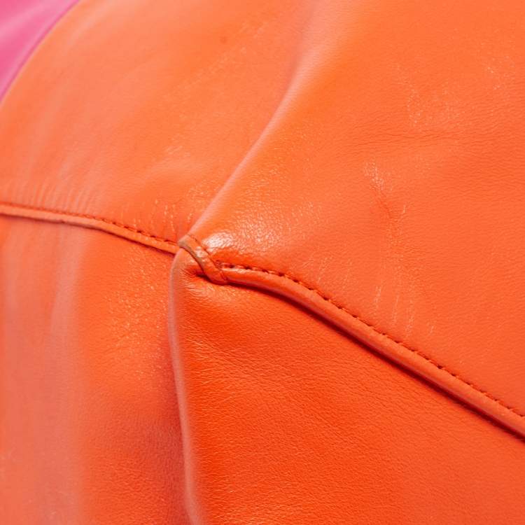 Pre Owned Celine Magenta/Orange Leather Horizontal Cabas Tote
