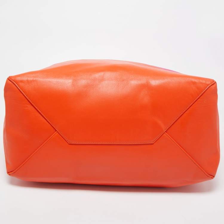 Pre Owned Celine Magenta/Orange Leather Horizontal Cabas Tote