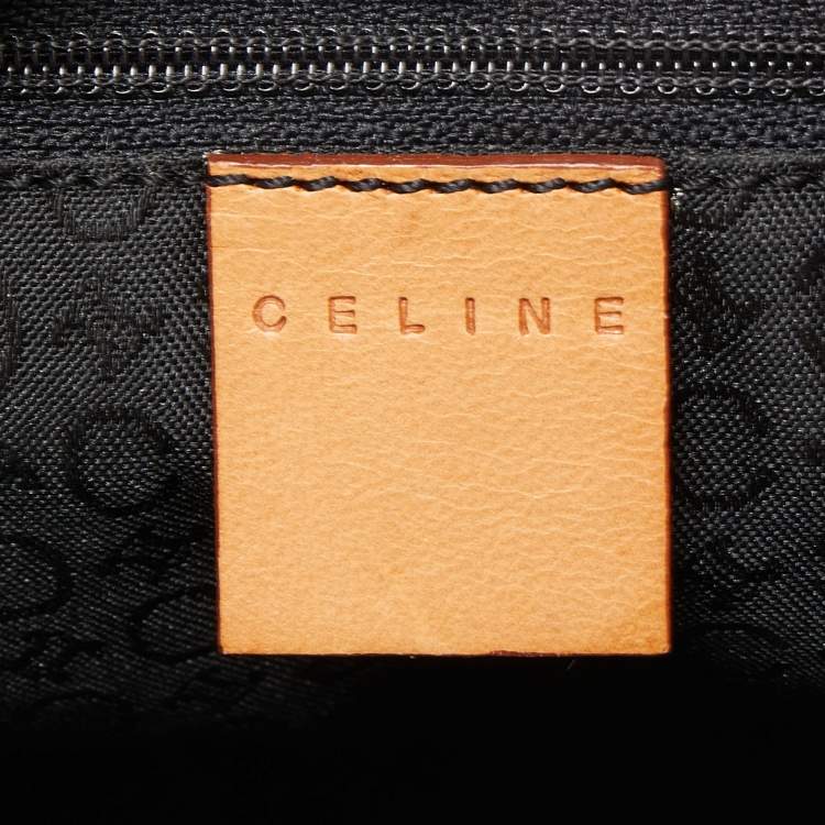 Pre Owned Celine Black/Natural Embossed Suede Shoulder Bag