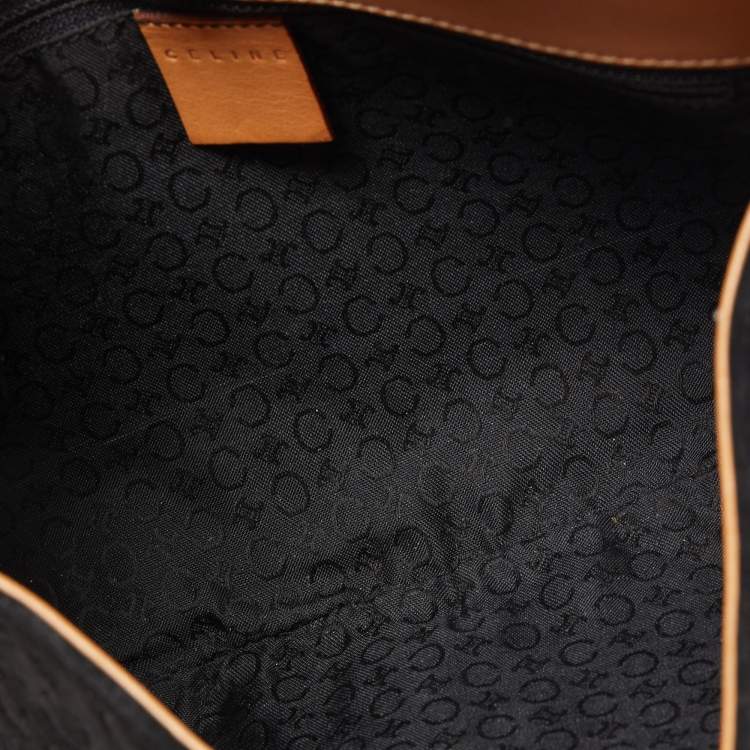 Pre Owned Celine Black/Natural Embossed Suede Shoulder Bag