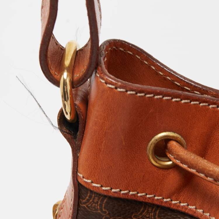 Pre Owned Celine Brown Macadam PVC Vintage Drawstring Bucket Bag