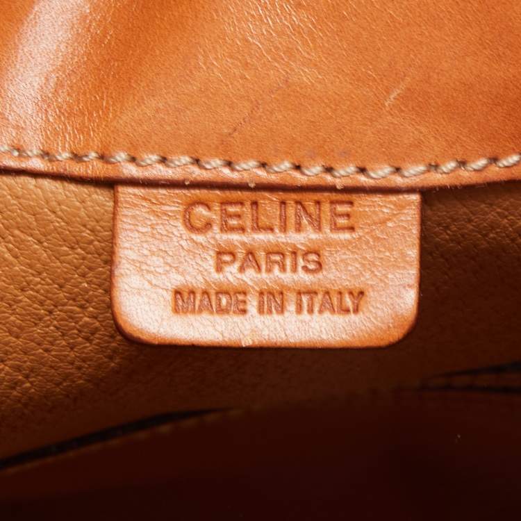 Pre Owned Celine Brown Macadam PVC Vintage Drawstring Bucket Bag