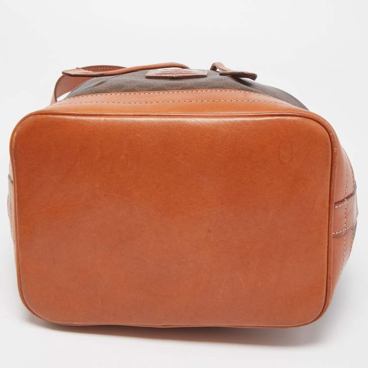 Pre Owned Celine Brown Macadam PVC Vintage Drawstring Bucket Bag