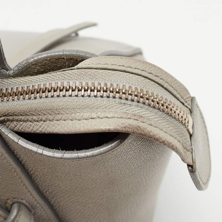 Pre Owned Celine Grey Leather Micro Belt Top Handle Bag
