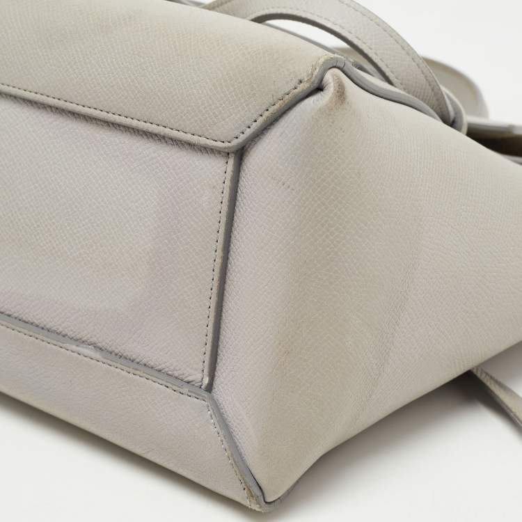 Pre Owned Celine Grey Leather Micro Belt Top Handle Bag