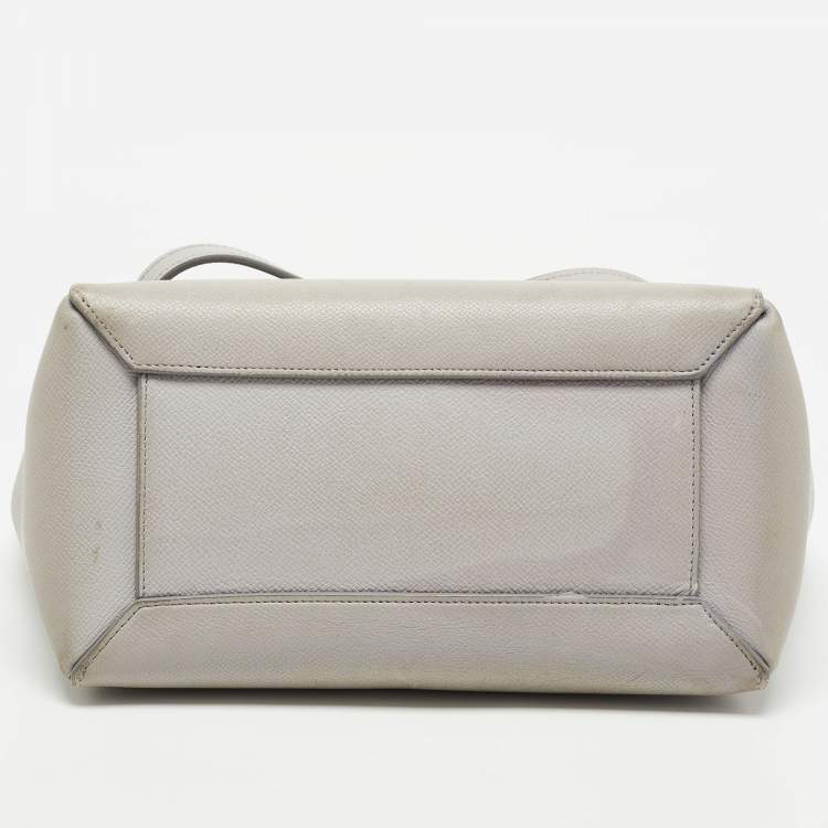 Pre Owned Celine Grey Leather Micro Belt Top Handle Bag