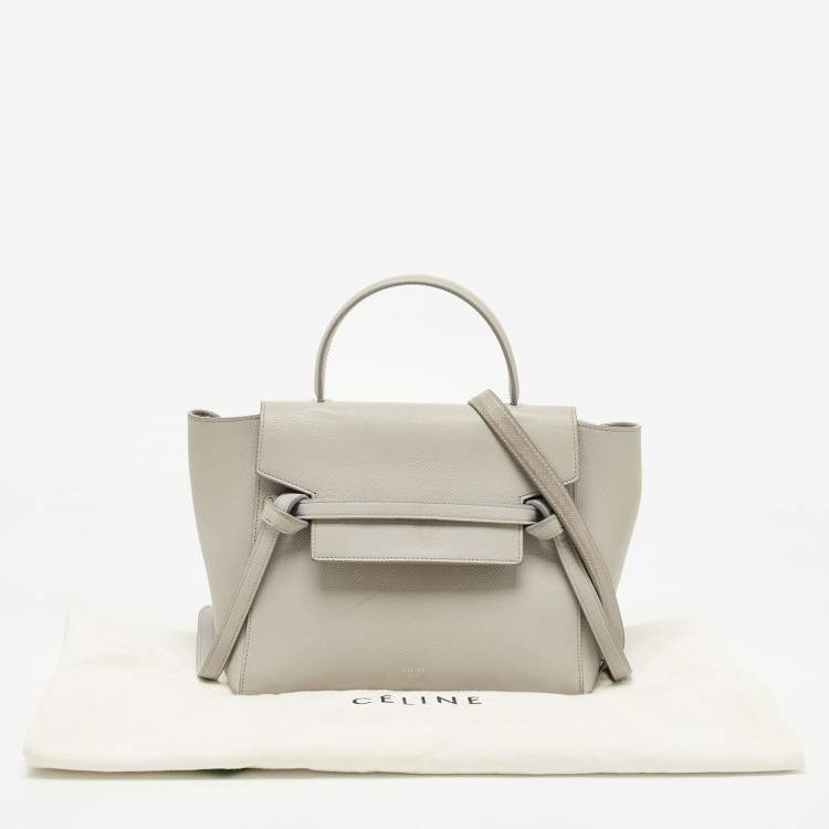 Pre Owned Celine Grey Leather Micro Belt Top Handle Bag