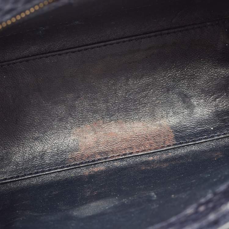 Pre Owned Celine Navy Blue Python Nano Luggage Tote