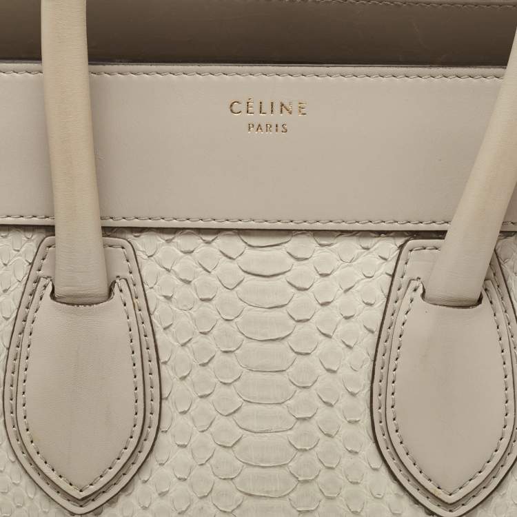 Pre Owned Celine Grey Python and Leather Mini Luggage Tote 