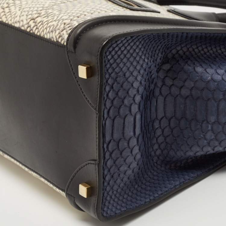 Pre Owned Celine Tricolor Watersnake and Leather Mini Luggage Tote