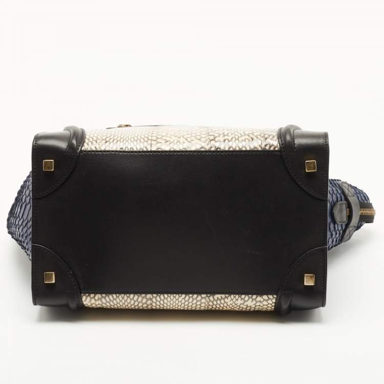Pre Owned Celine Tricolor Watersnake and Leather Mini Luggage Tote