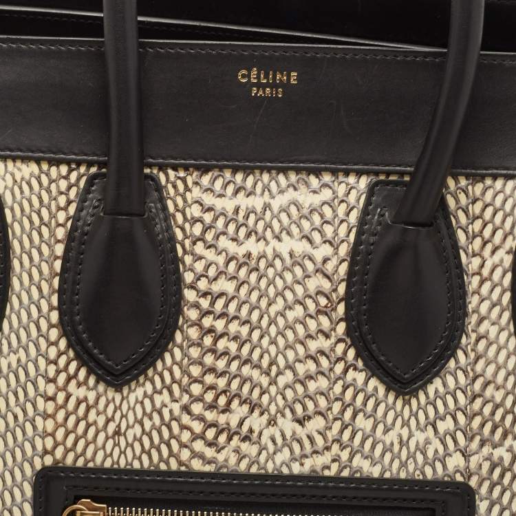 Pre Owned Celine Tricolor Watersnake and Leather Mini Luggage Tote
