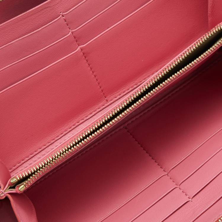 Celine Beige/Pink Leather Large Multifunction Strap Wallet Celine