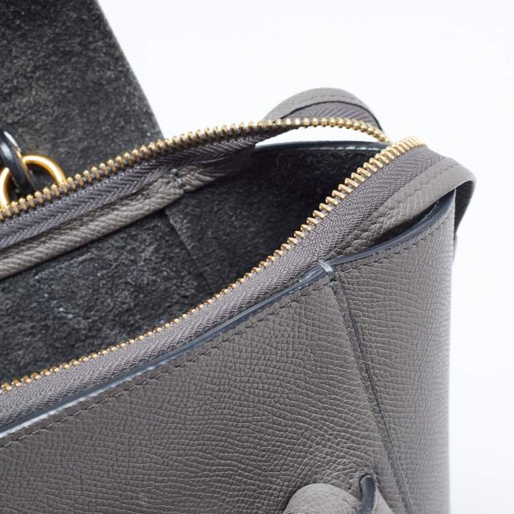Pre Owned Celine Grey Leather Mini Belt Top Handle Bag
