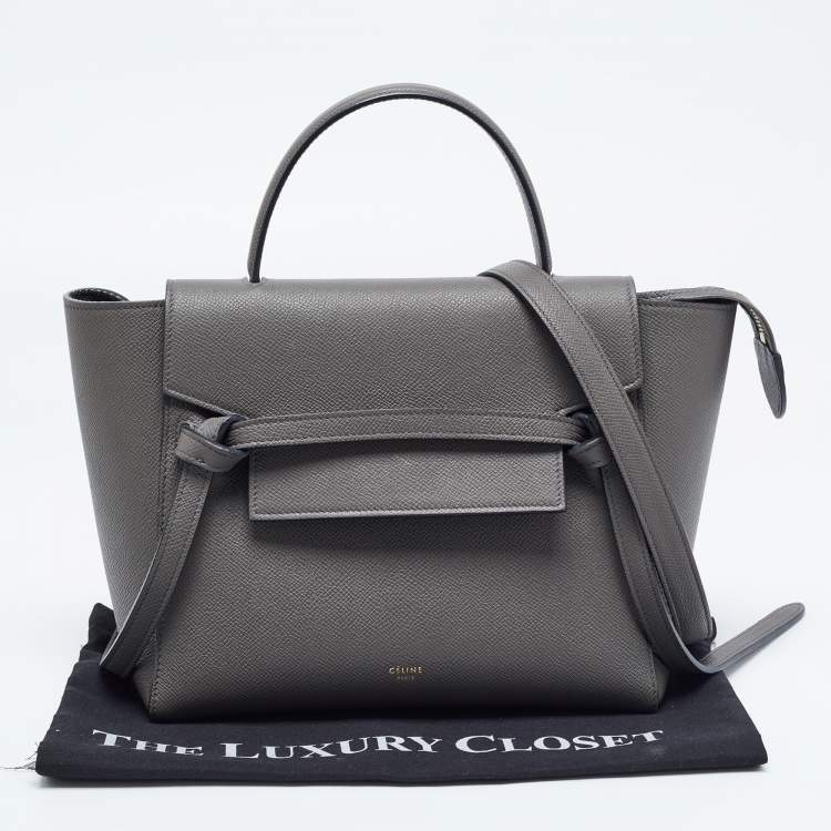 Pre Owned Celine Grey Leather Mini Belt Top Handle Bag