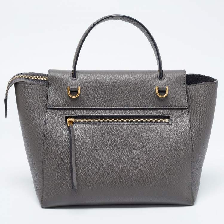 Pre Owned Celine Grey Leather Mini Belt Top Handle Bag