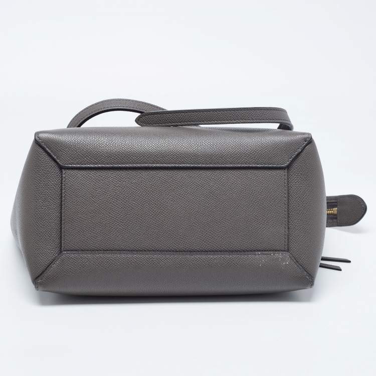 Pre Owned Celine Grey Leather Mini Belt Top Handle Bag