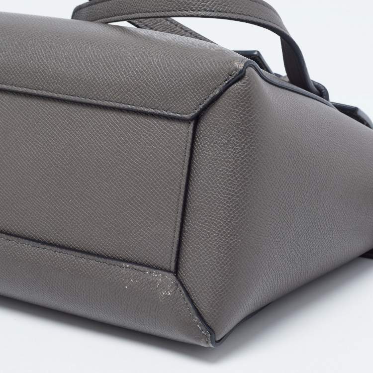 Pre Owned Celine Grey Leather Mini Belt Top Handle Bag