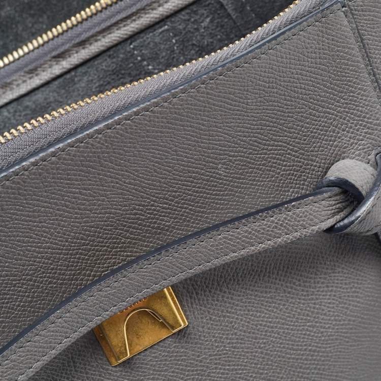 Pre Owned Celine Grey Leather Mini Belt Top Handle Bag
