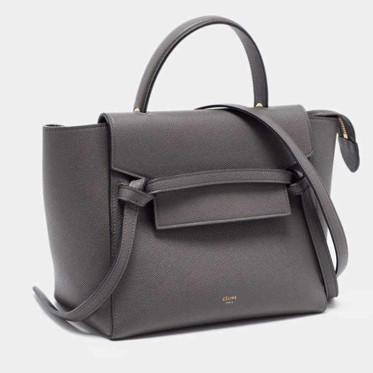 Pre Owned Celine Grey Leather Mini Belt Top Handle Bag