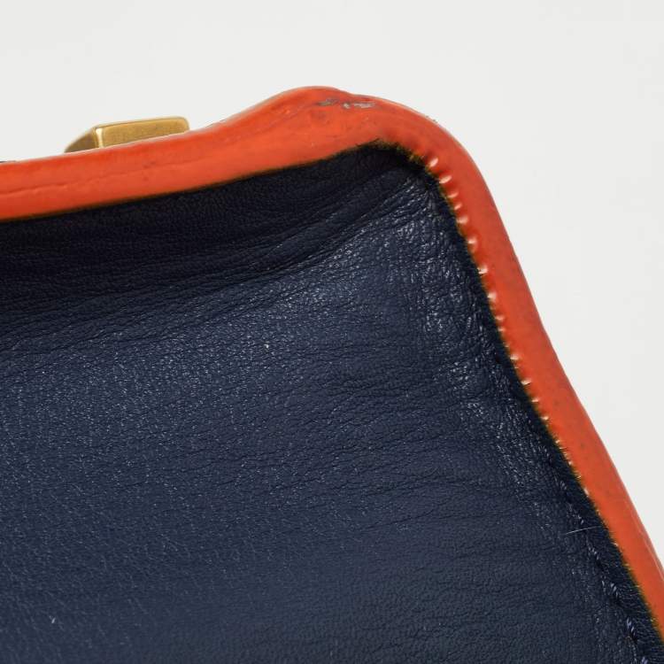 Pre Owned Celine Navy Blue/Orange Leather Medium Phantom Luggage Tote