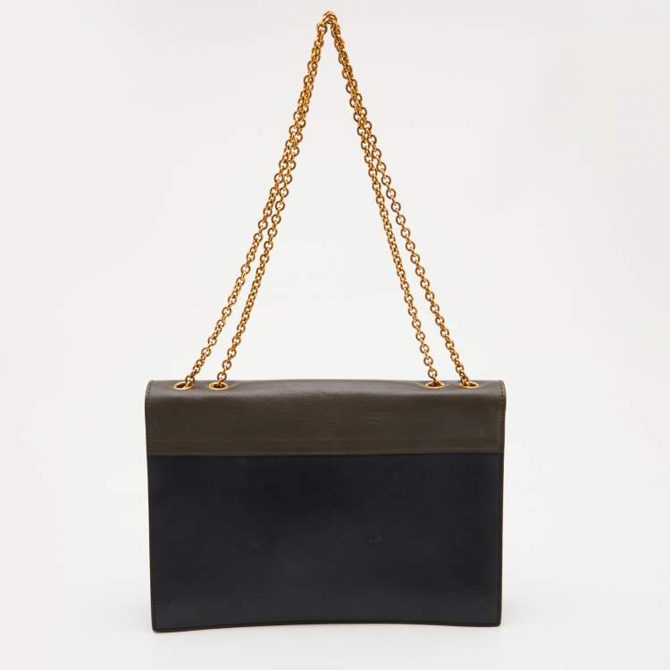 Pre Owned Celine Tri Color Leather and Python Pocket Envelope Shoulder Bag