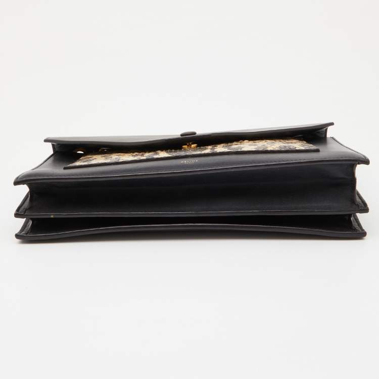 Pre Owned Celine Tri Color Leather and Python Pocket Envelope Shoulder Bag