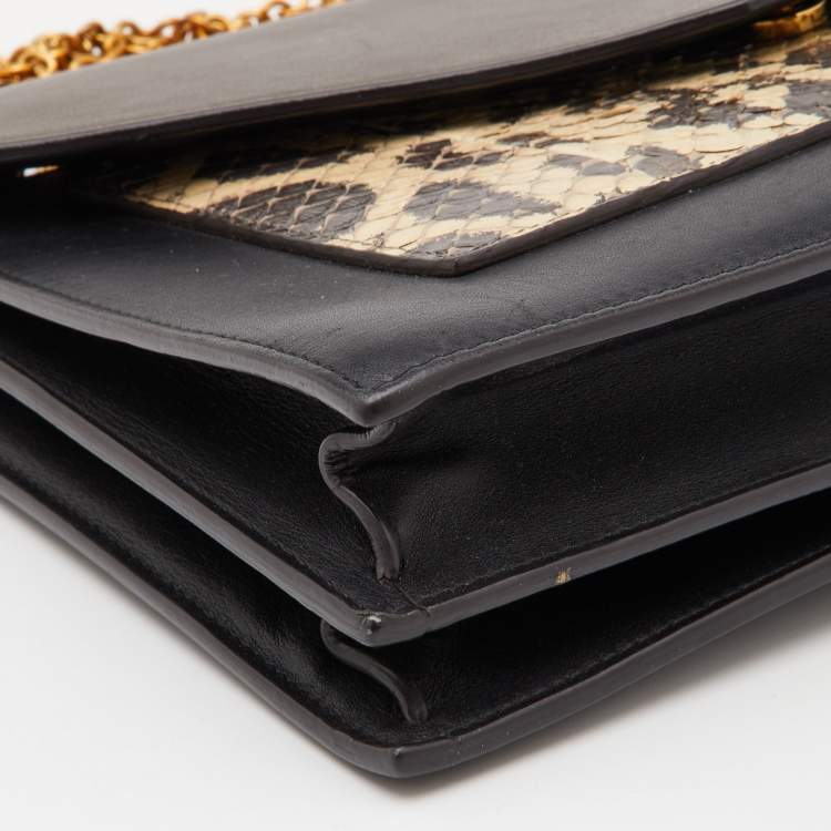 Pre Owned Celine Tri Color Leather and Python Pocket Envelope Shoulder Bag