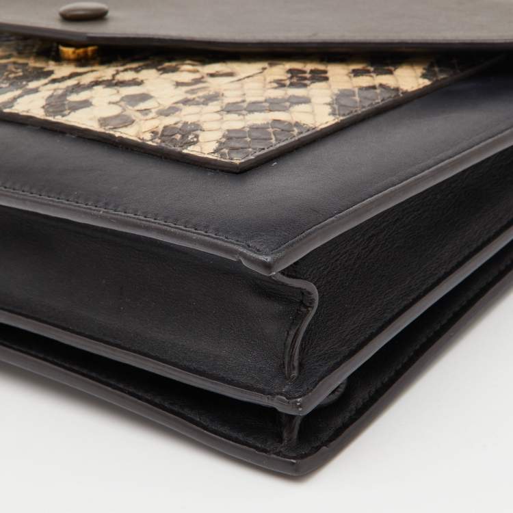 Pre Owned Celine Tri Color Leather and Python Pocket Envelope Shoulder Bag