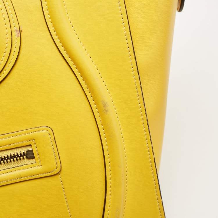 Pre Owned Celine Yellow Leather Mini Luggage Tote
