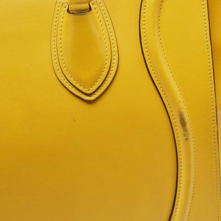 Pre Owned Celine Yellow Leather Mini Luggage Tote