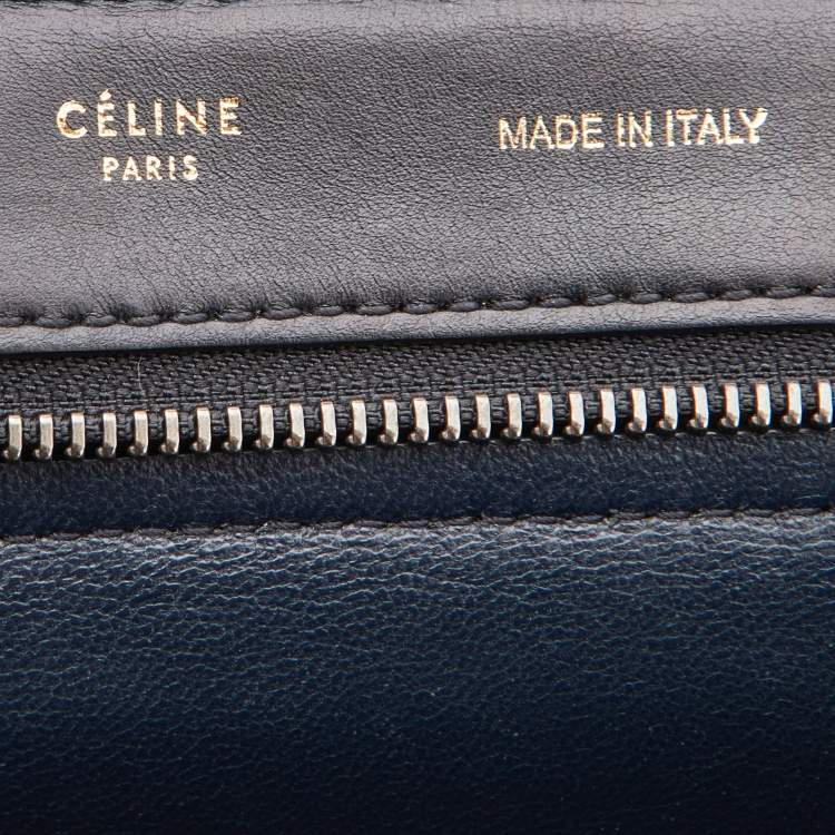 Pre Owned Celine Tri Color Leather and Suede Medium Trapeze Top Handle Bag