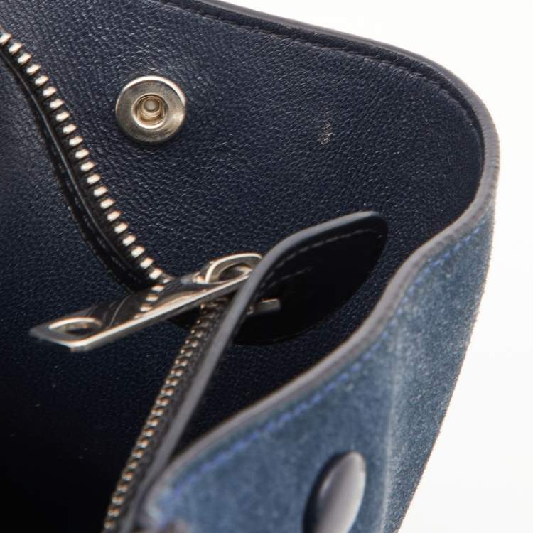 Pre Owned Celine Tri Color Leather and Suede Medium Trapeze Top Handle Bag