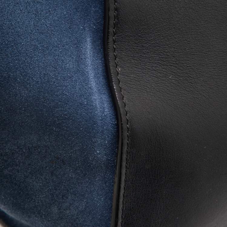 Pre Owned Celine Tri Color Leather and Suede Medium Trapeze Top Handle Bag
