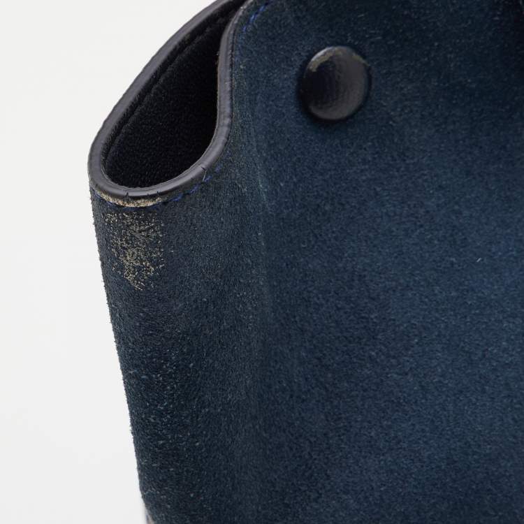 Pre Owned Celine Tri Color Leather and Suede Medium Trapeze Top Handle Bag